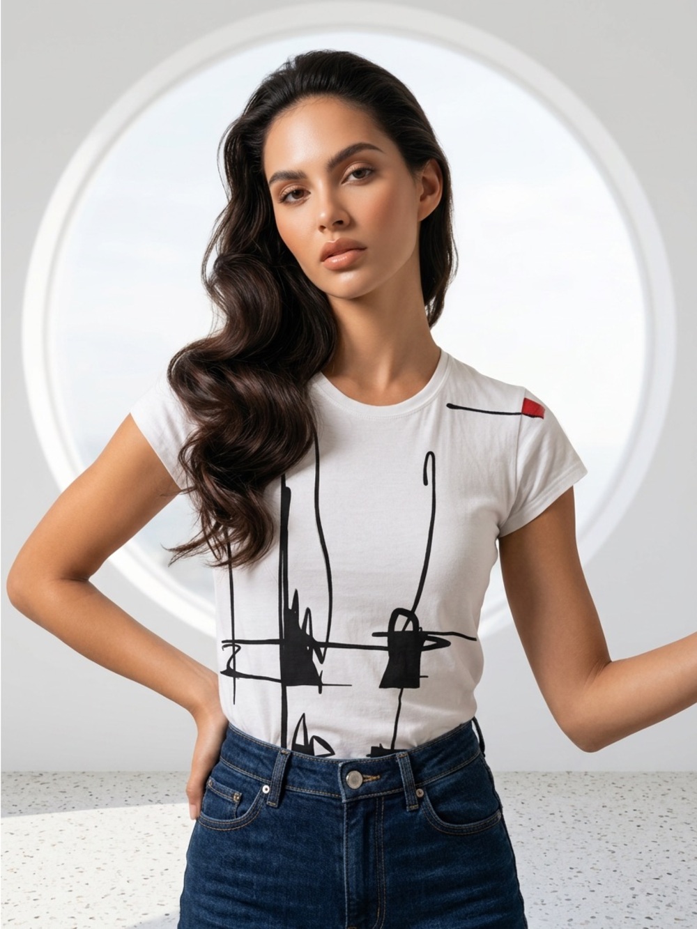 Burberry White T-Shirt with Black Logo Print